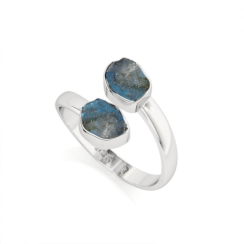 labradorite rough shape stackable bezel-set ring