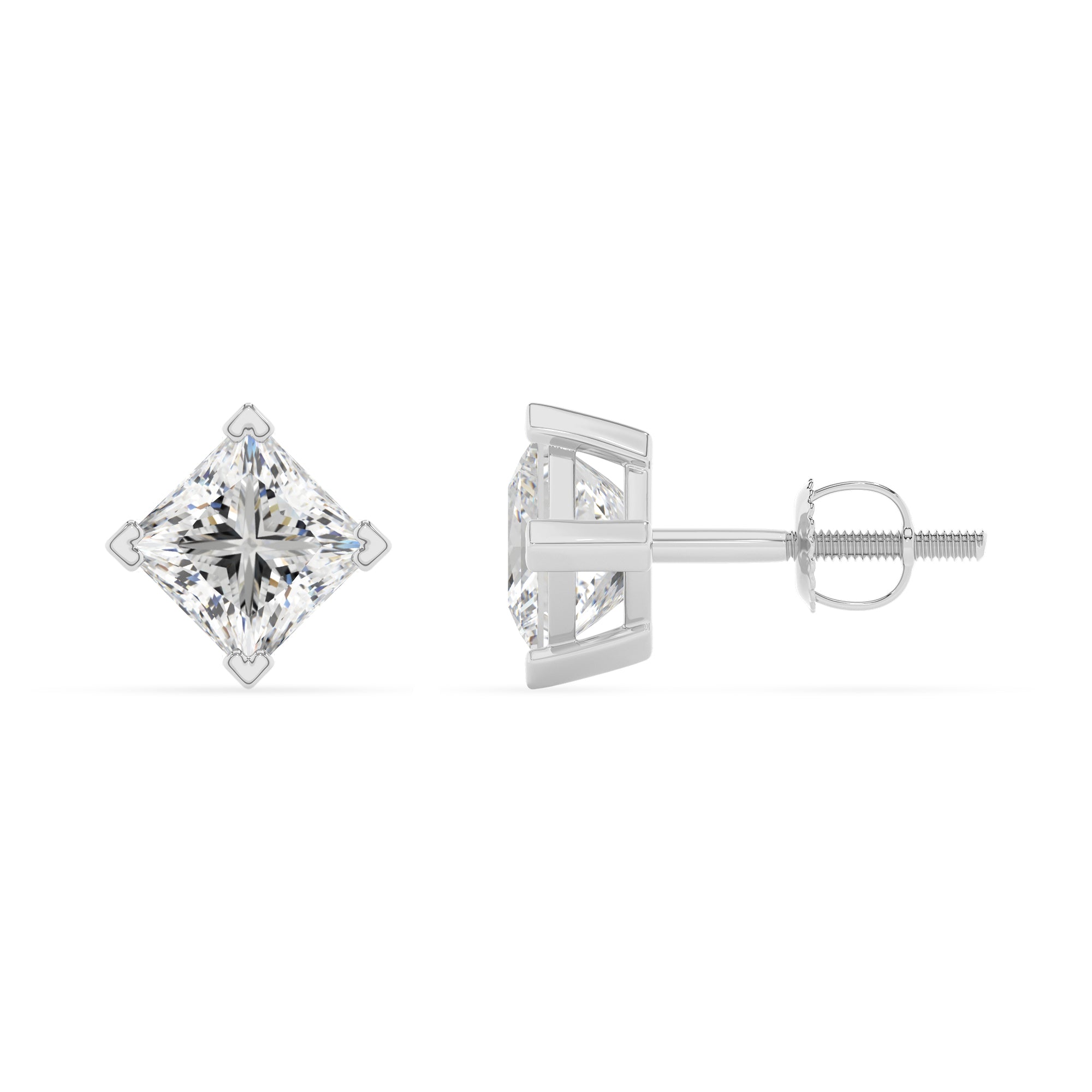 lab grown moissanite princess stud earrings 