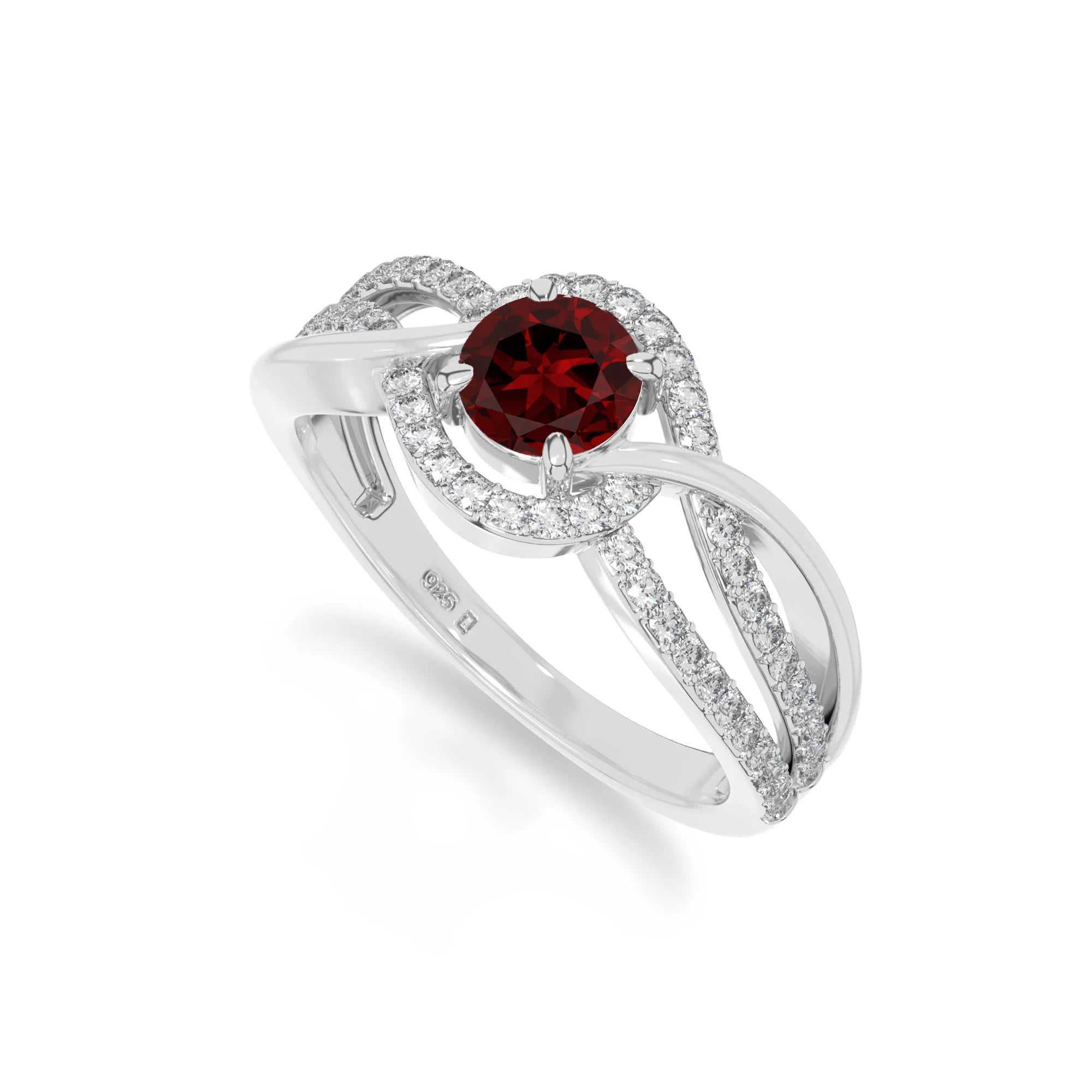 natural garnet solitaire engagement rings in sterling silver 