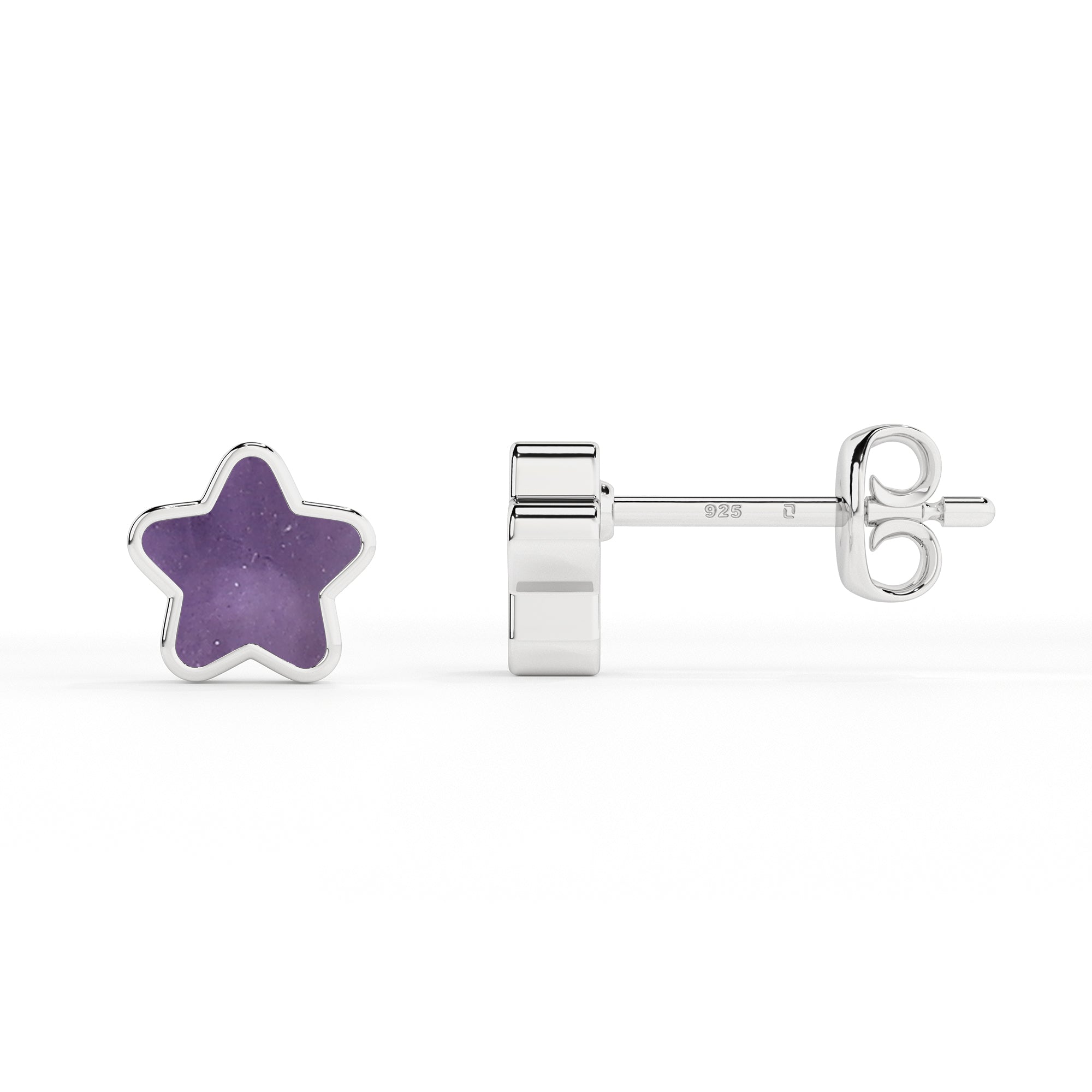 natural amethyst star shape stud earrings