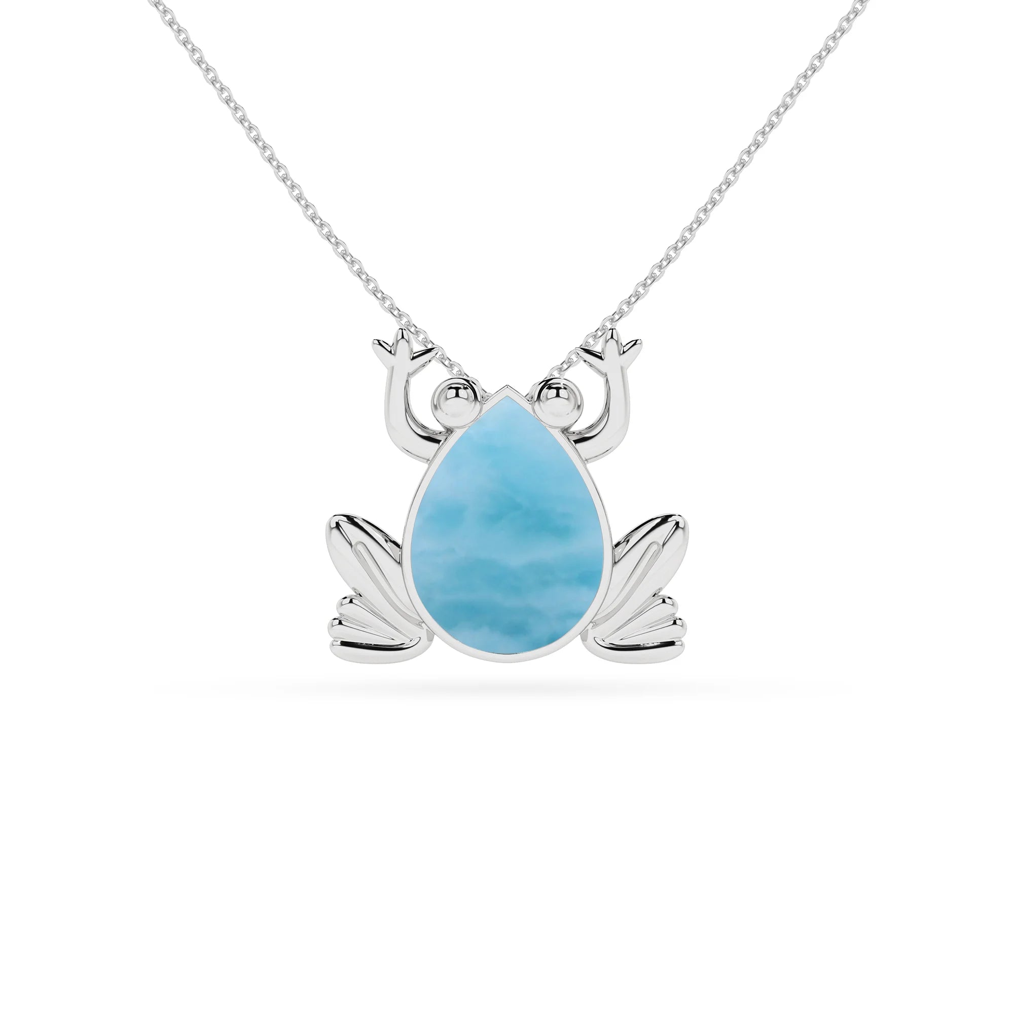 natural larimar frog shape pendant necklace