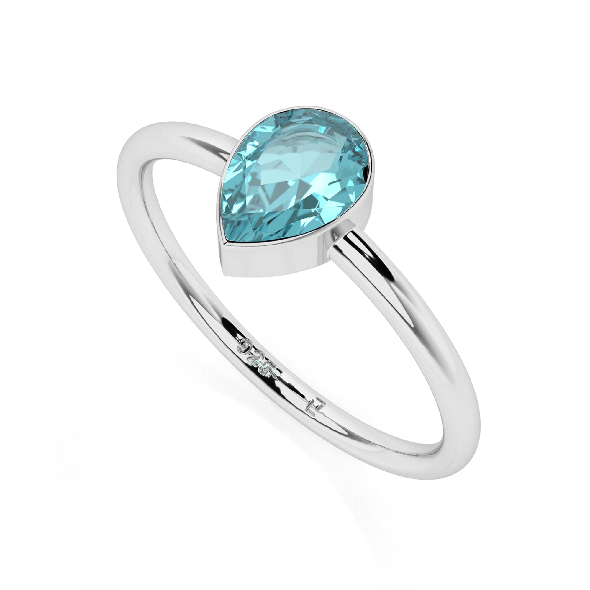 paraiba apatite pear cut stackable bezel-set ring