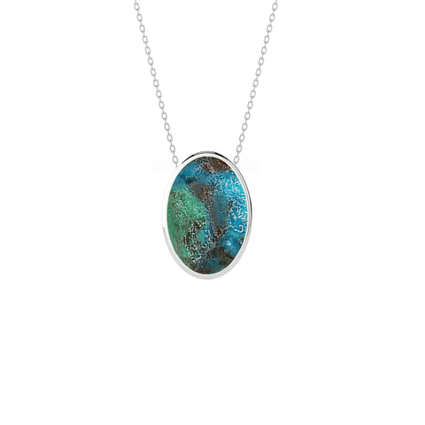 natural chrysocolla oval shape pendant necklace