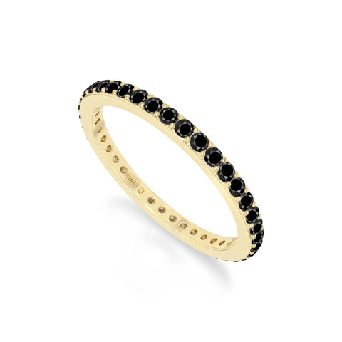 natural black onyx eternity band rings in yellow gold vermeil