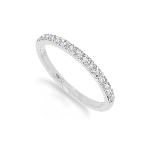 natural moissanite half eternity band rings in sterling silver 