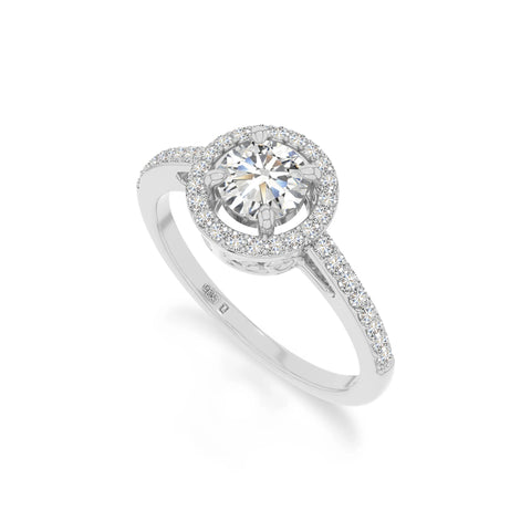 natural moissanite solitaire halo engagement rings in sterling silver 