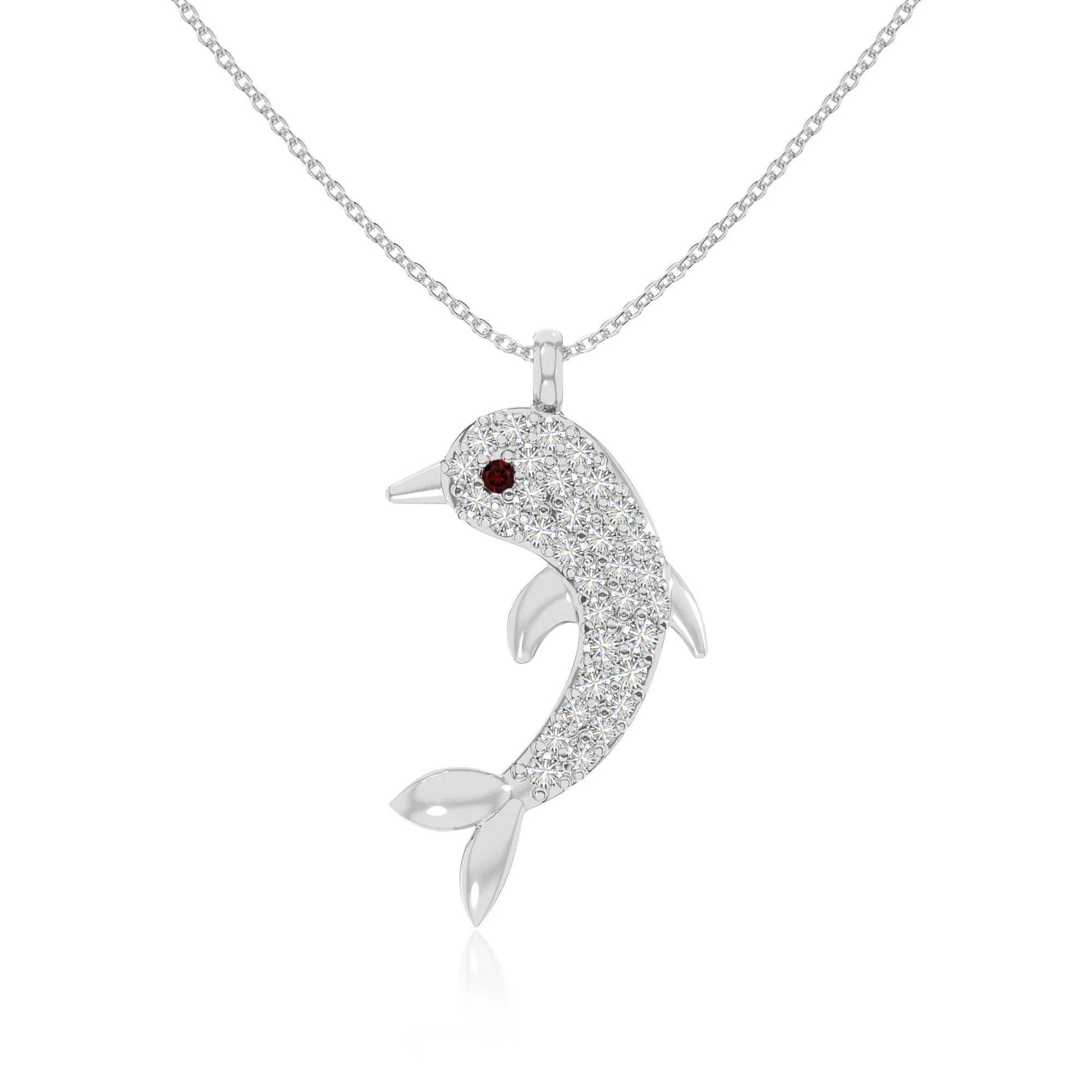 natural garnet dolphin necklaces in sterling silver 