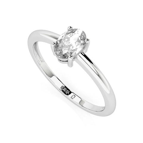white topaz oval cut stackable prong-set ring