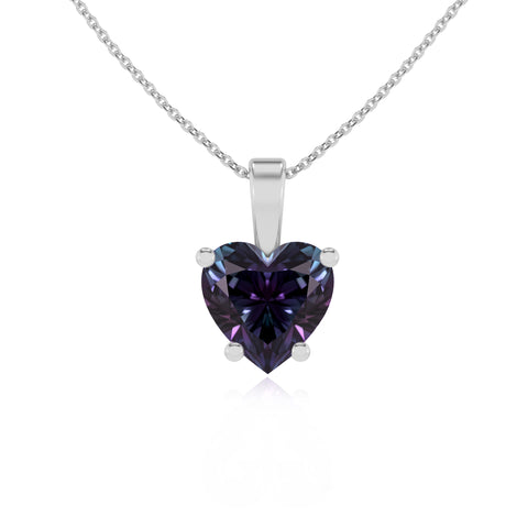 lab grown alexandrite heart shape solitaire pendant necklace