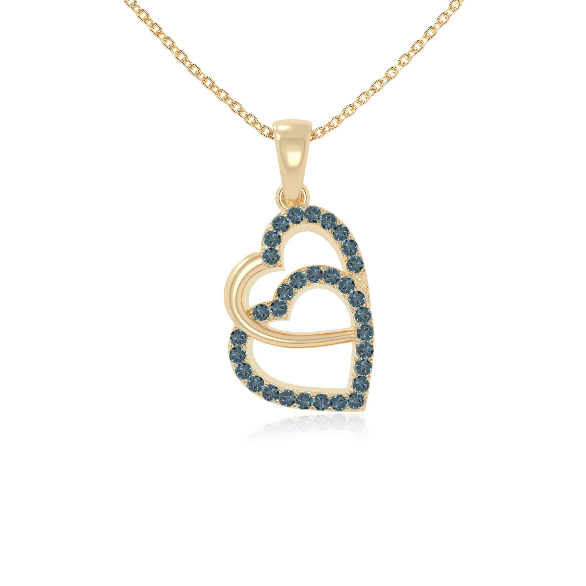 natural london-blue-topaz heart in heart necklaces in yellow gold vermeil 