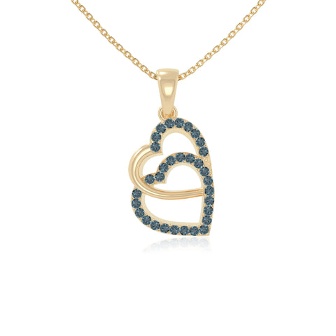 natural london-blue-topaz heart in heart necklaces in yellow gold vermeil 