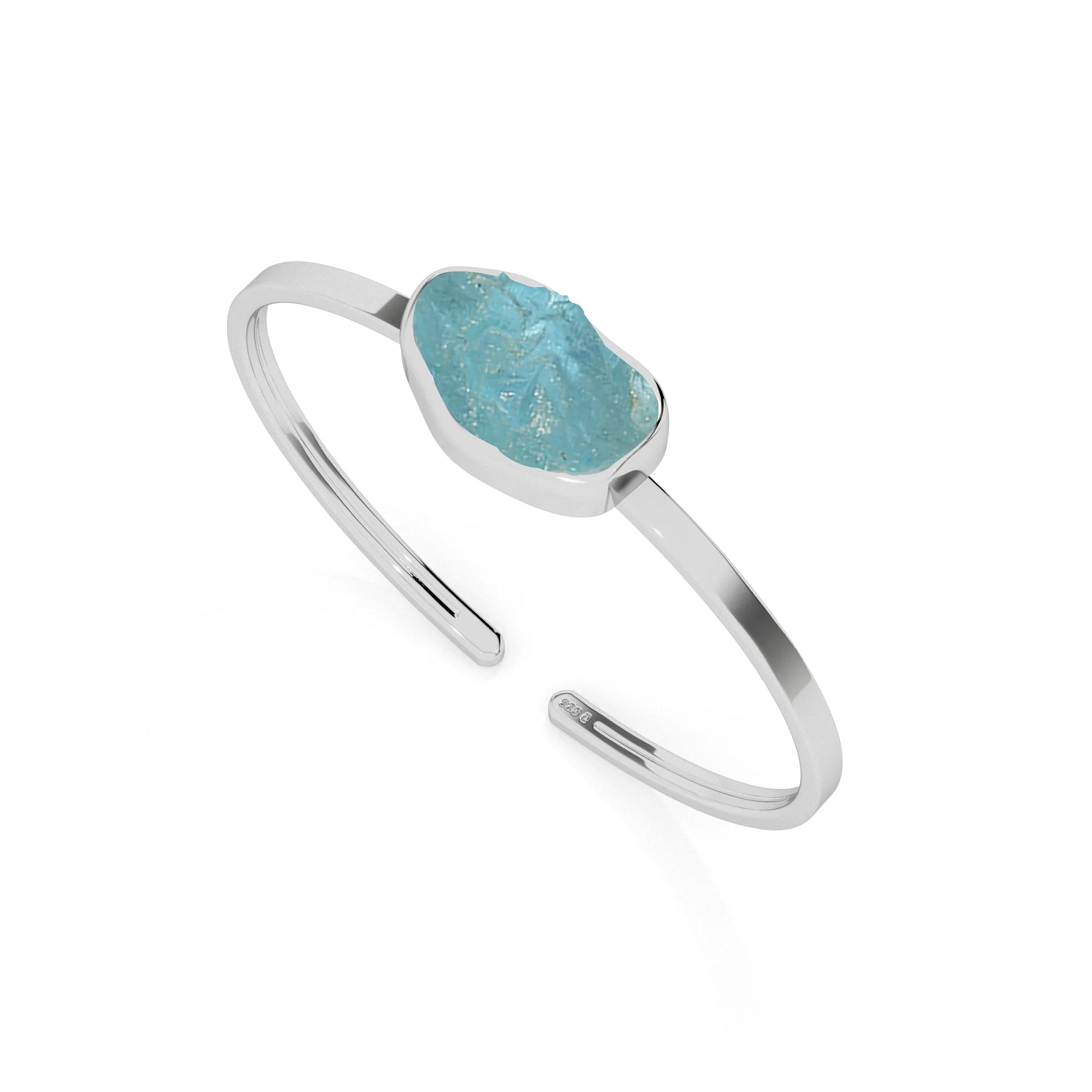 natural aquamarine rough shape twister bracelet