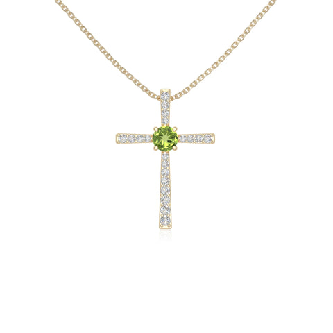 peridot cross necklaces in yellow gold vermeil 