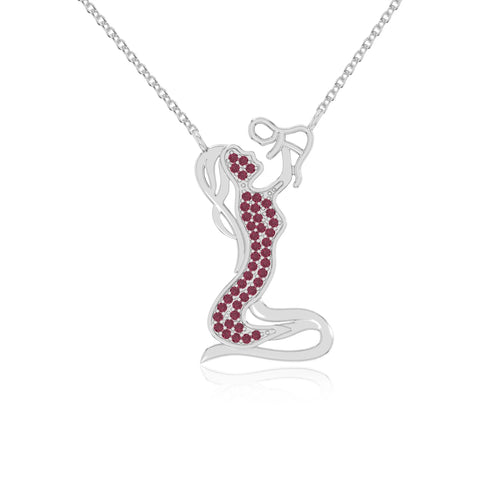 natural ruby mother child necklaces in sterling silver 