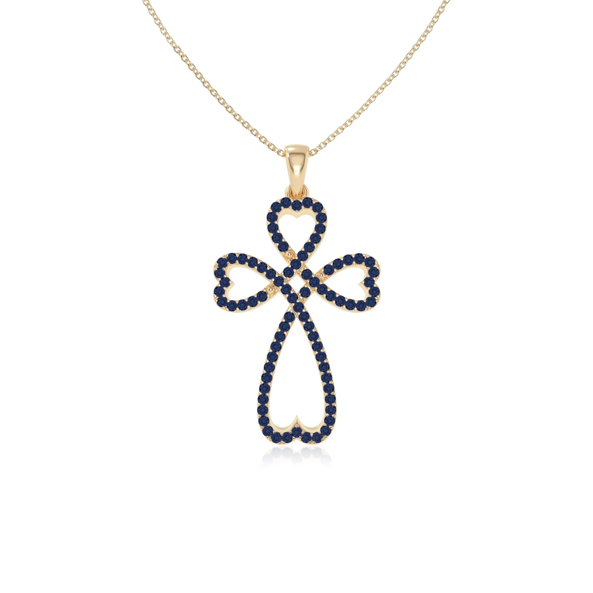 natural blue-sapphire infinity cross necklaces in yellow gold vermeil 