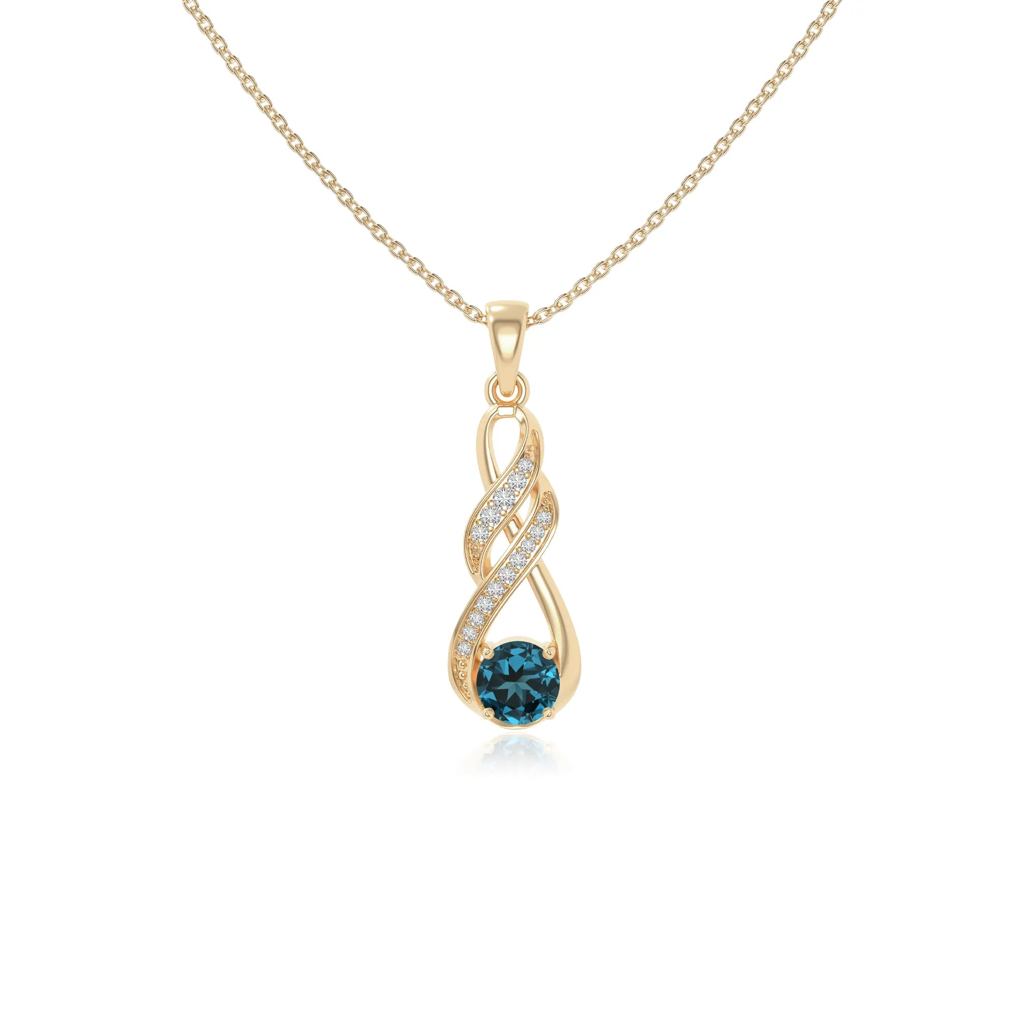 natural london-blue-topaz infinity necklaces in yellow gold vermeil 