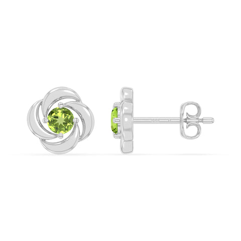 natural peridot flower stud earrings in sterling silver 
