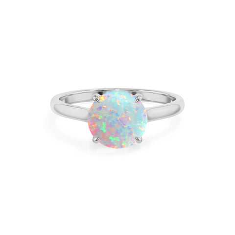 lab grown opal round solitaire engagement ring