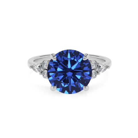 lab-grown blue-sapphire round solitaire engagement ring