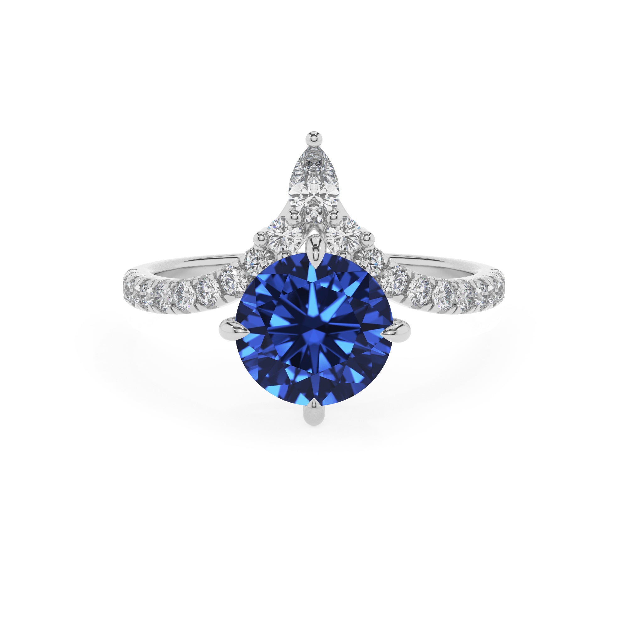 lab-grown blue-sapphire round solitaire engagement ring