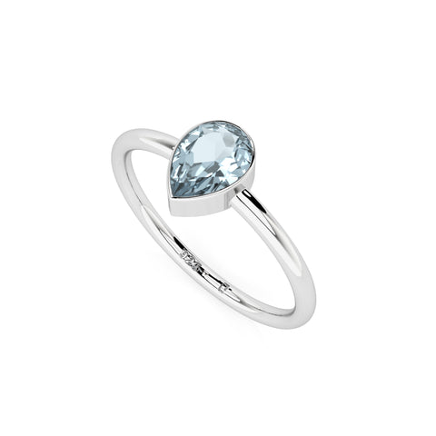 aquamarine pear cut stackable bezel-set ring