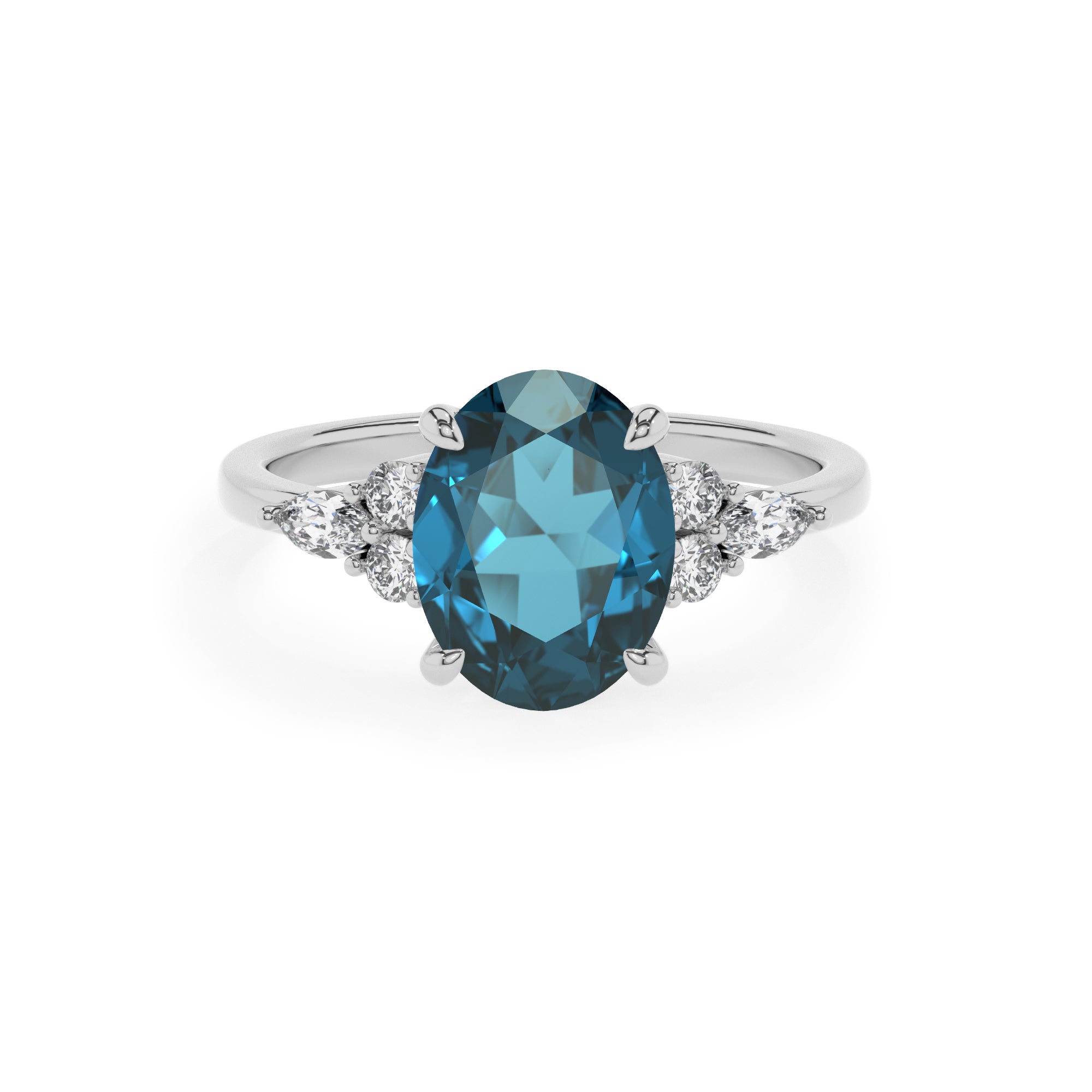 natural london blue topaz oval solitaire engagement ring