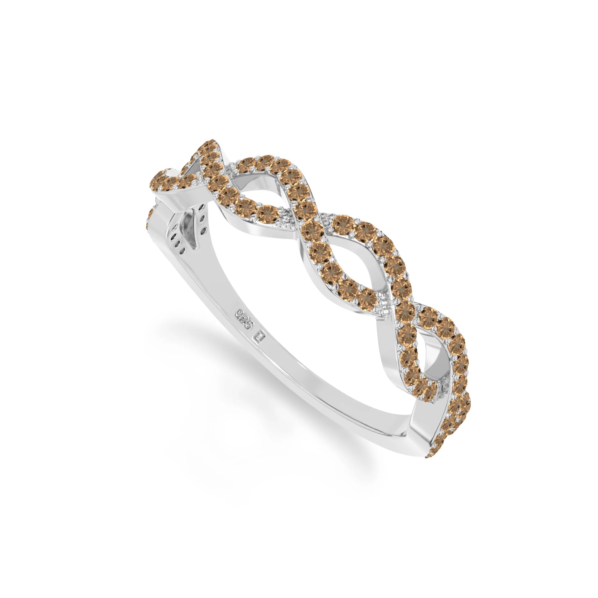 natural citrine twisted wedding band rings in sterling silver 