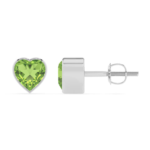 natural peridot heart stud earrings 