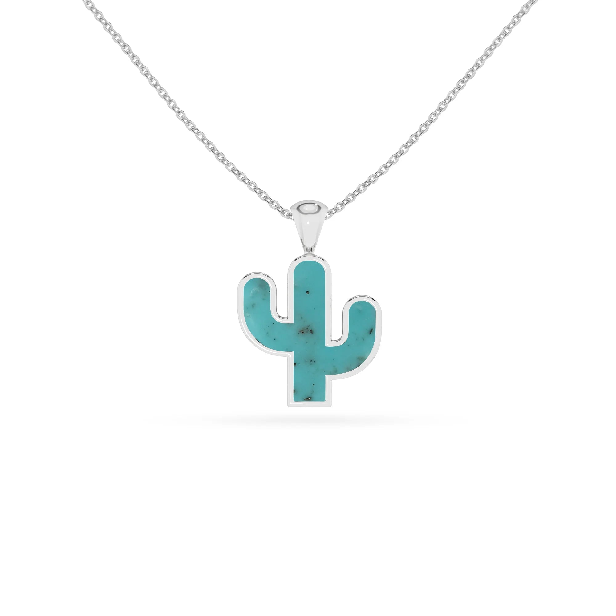 natural green-turquoise cactus shape pendant necklace