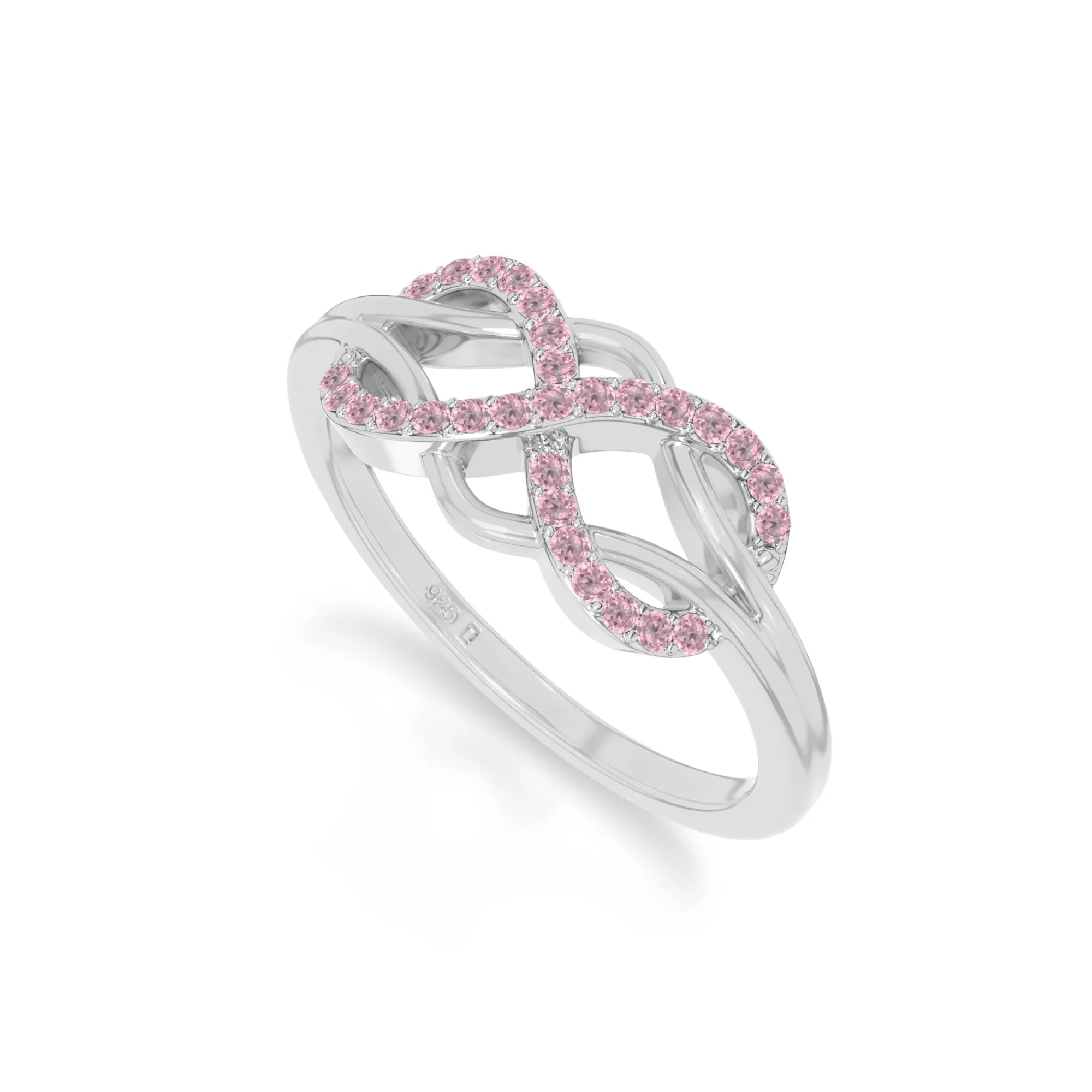 natural pink tourmaline infinity promise rings in sterling silver 