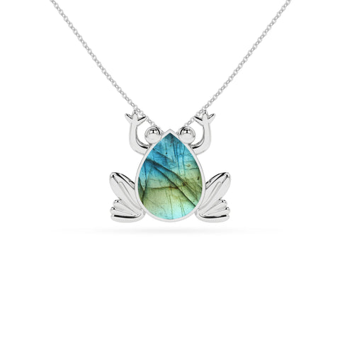natural labradorite frog shape pendant necklace