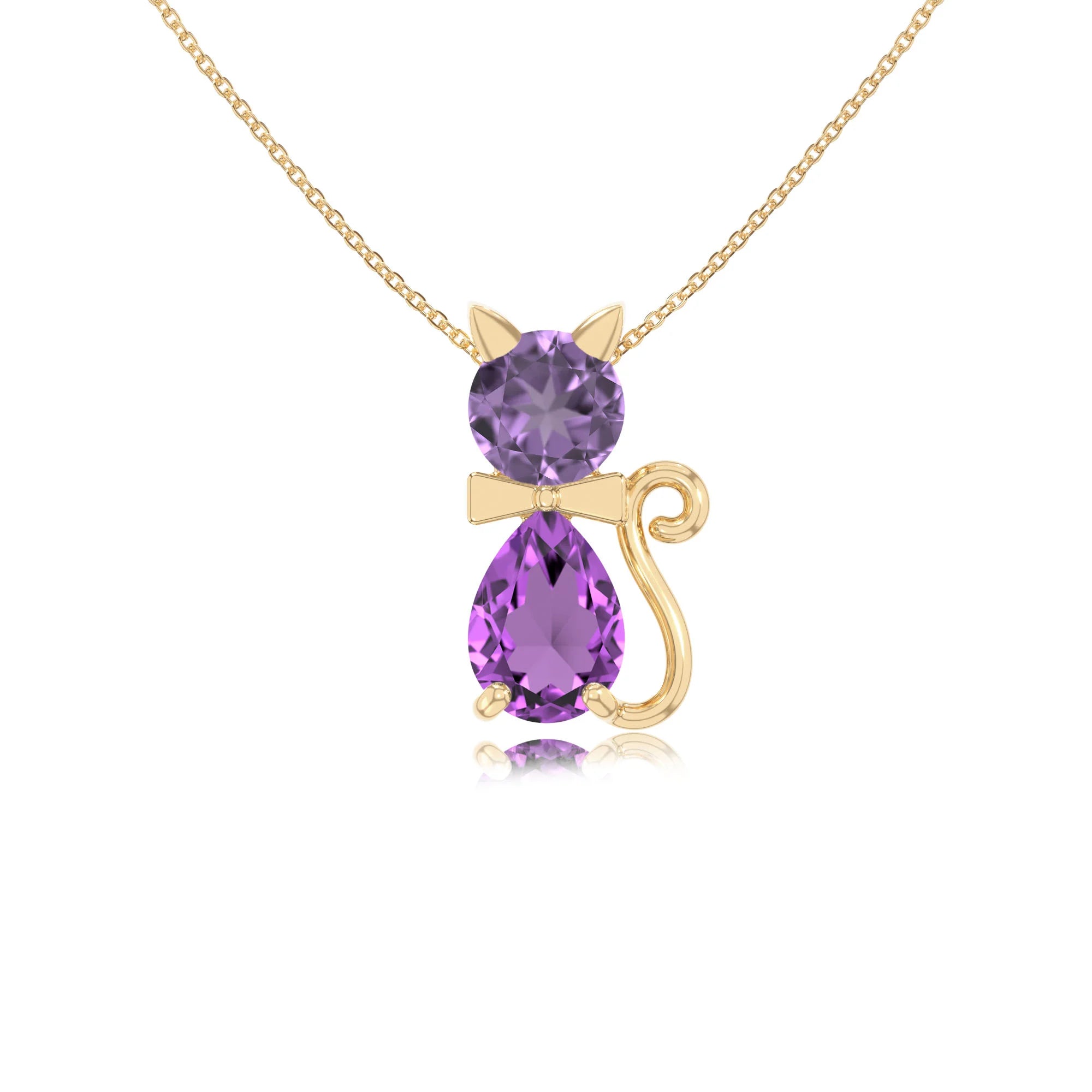 natural amethyst cat necklaces in yellow gold vermeil 
