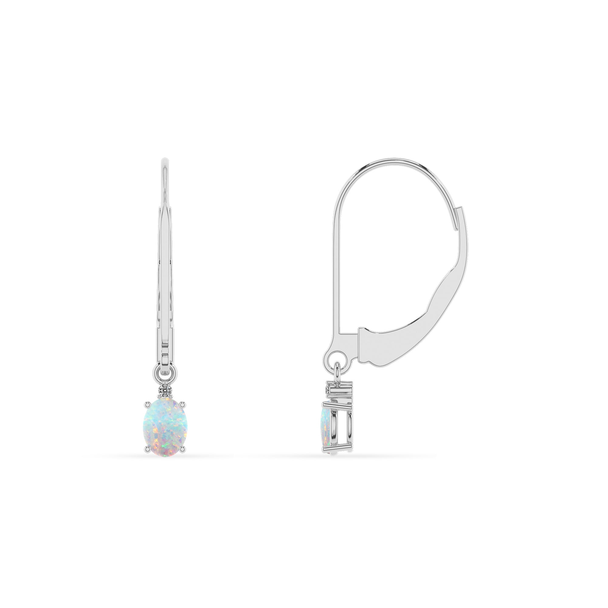 lab grown opal oval dangle earrings with moissanite 