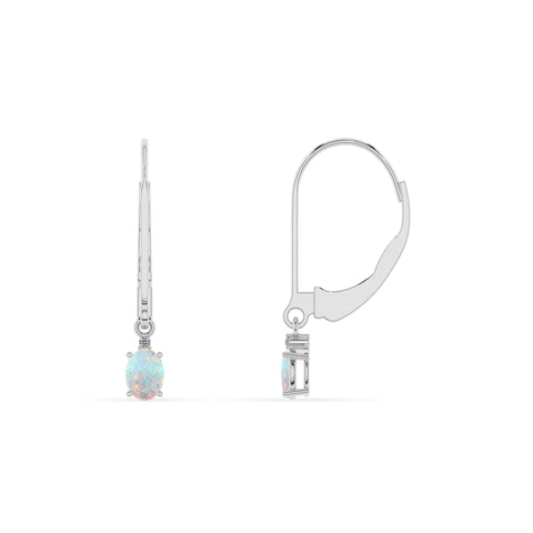 lab grown opal oval dangle earrings with moissanite 