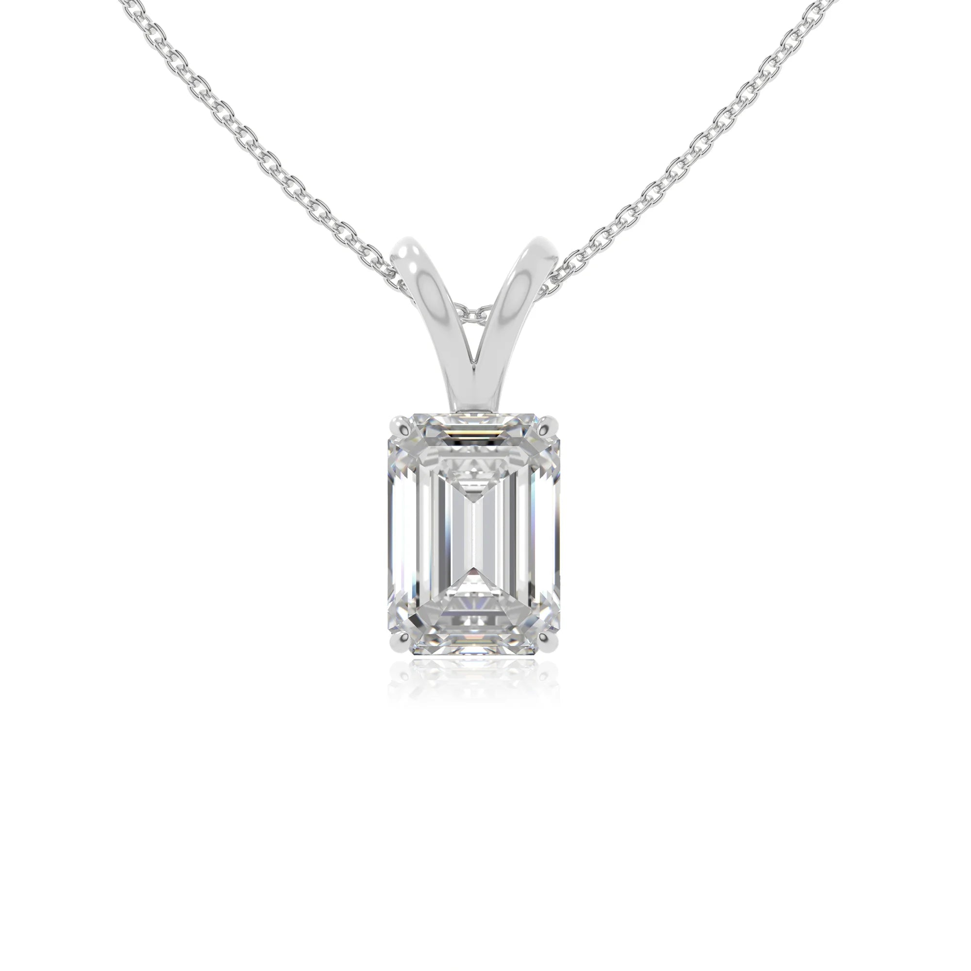 moissanite v-bale solitaire necklaces in sterling silver 