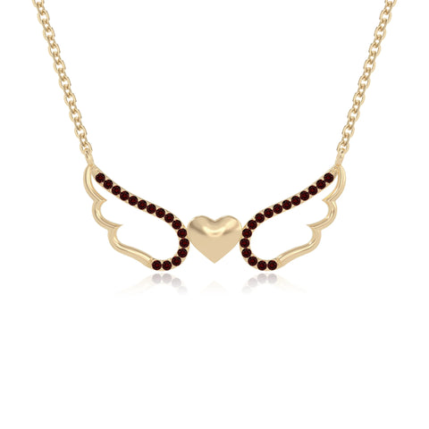 natural garnet angel wings heart necklaces in yellow gold vermeil 