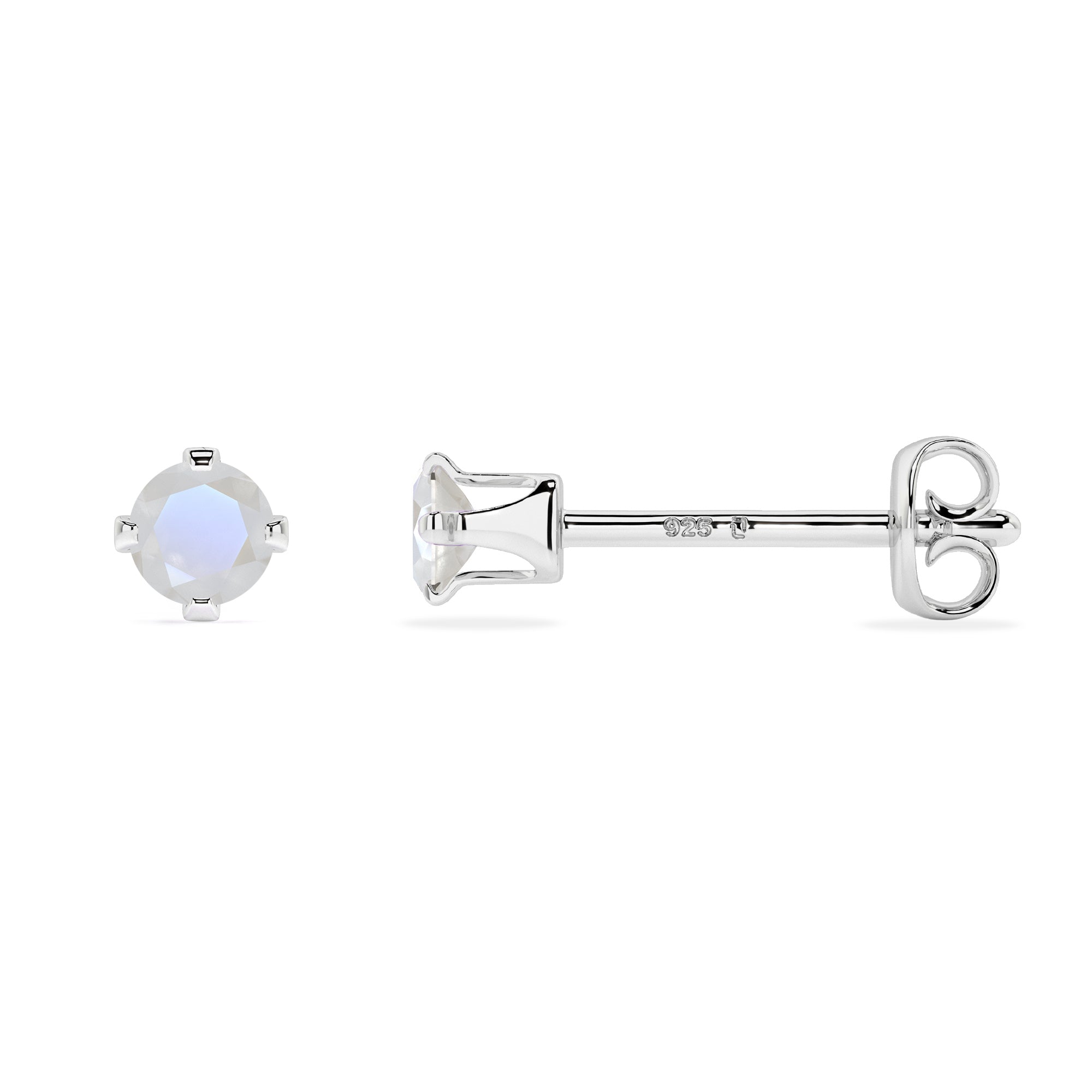 natural rainbow moonstone round shape stud earrings