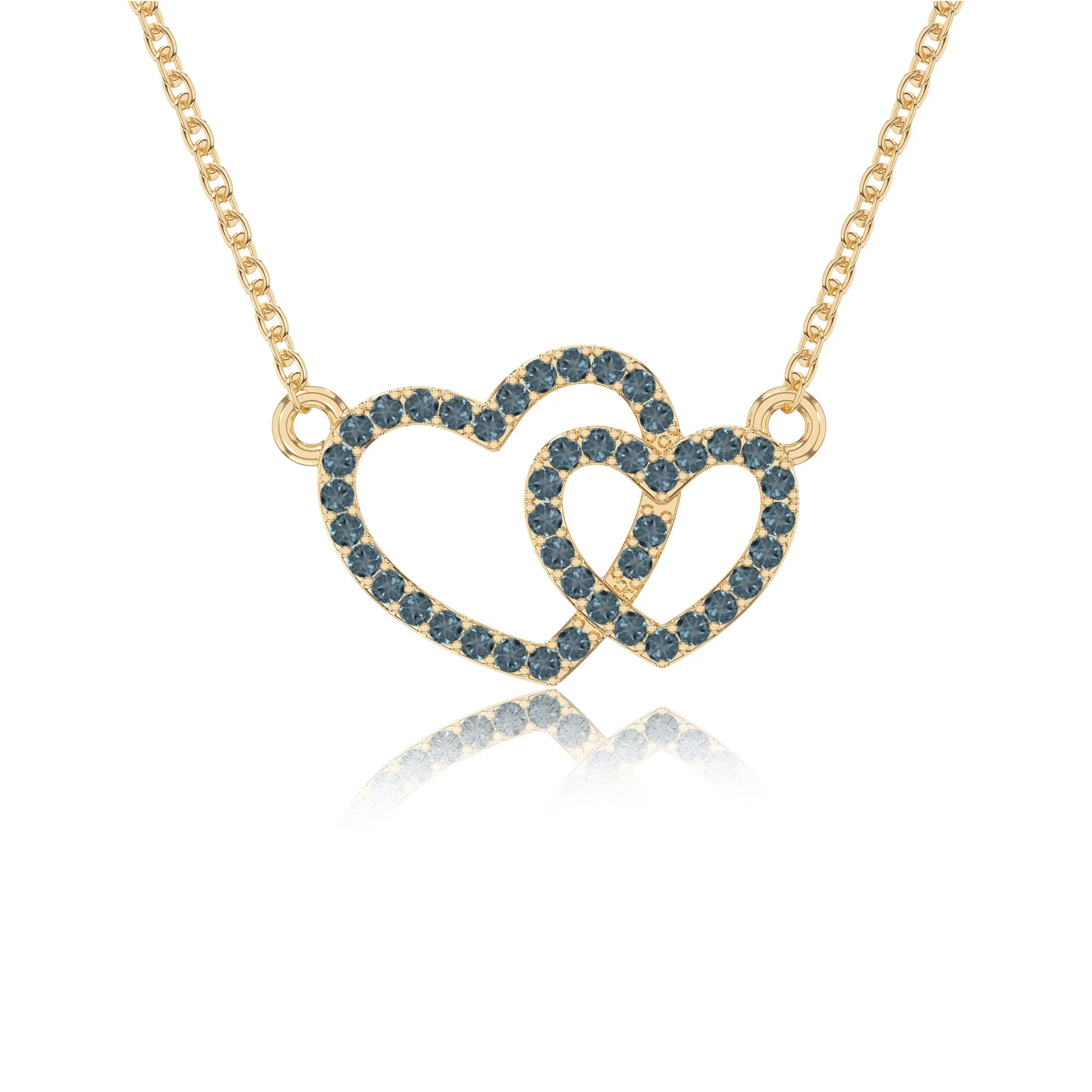 natural london-blue-topaz heart in heart necklaces in yellow gold vermeil 