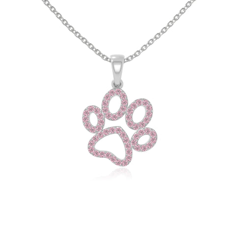 natural pink tourmaline dog paw knot necklaces in sterling silver 