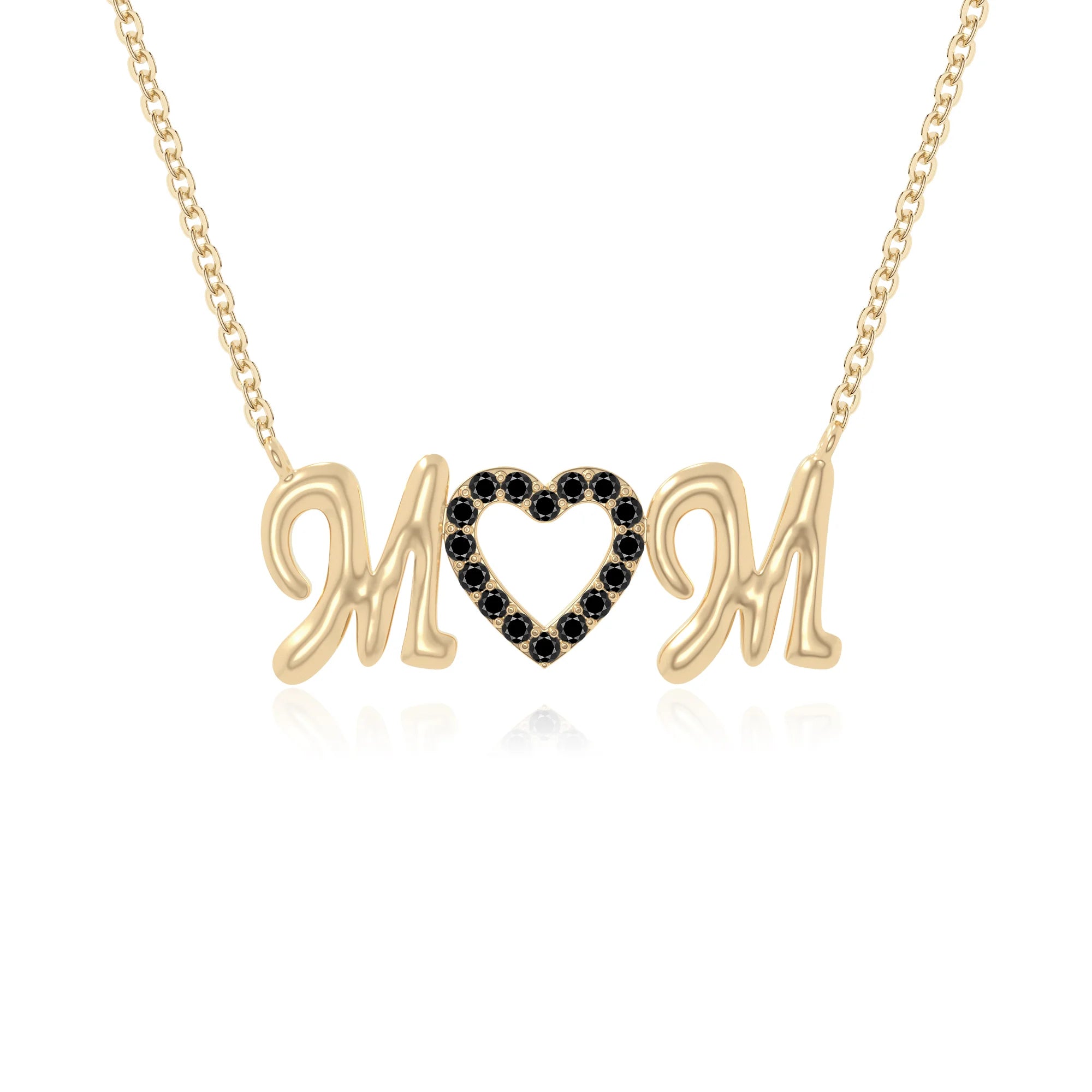 natural black-onyx mom heart necklaces in yellow gold vermeil 