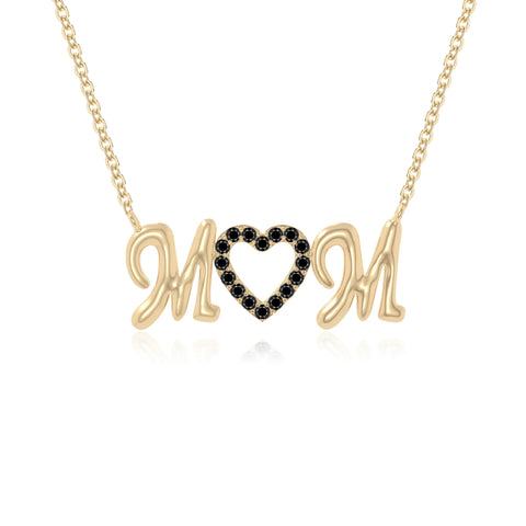 natural black-onyx mom heart necklaces in yellow gold vermeil 