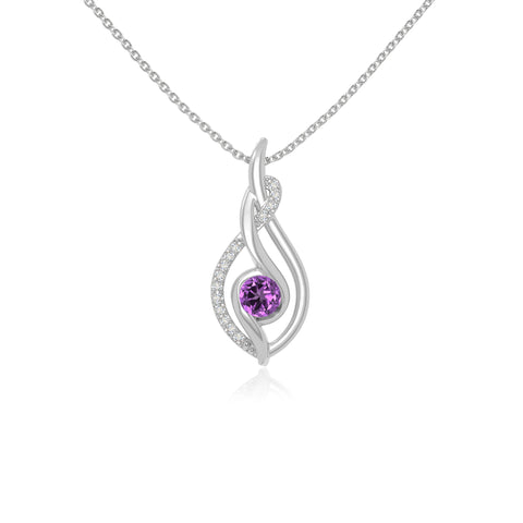 natural amethyst twisted infinty knot necklaces in sterling silver 
