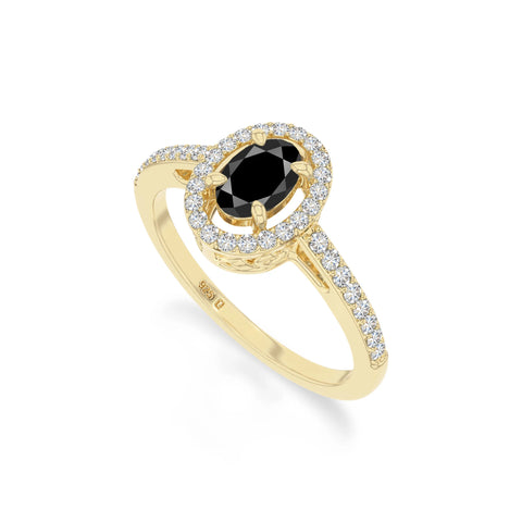 natural black onyx solitaire halo engagement rings in yellow gold vermeil