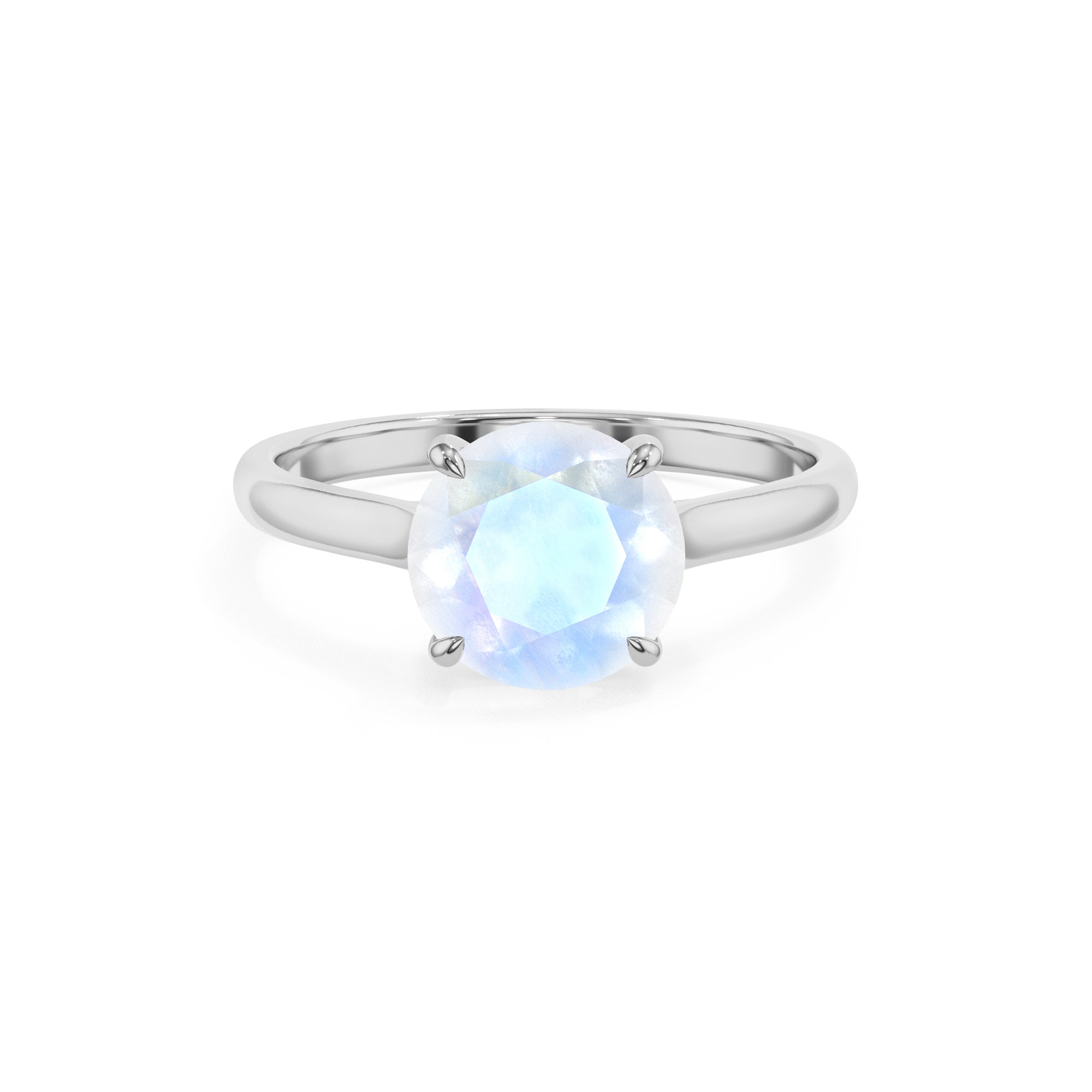 natural rainbow moonstone round solitaire engagement ring