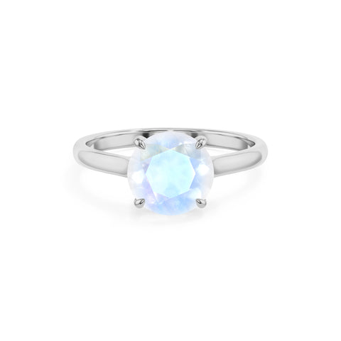 natural rainbow moonstone round solitaire engagement ring