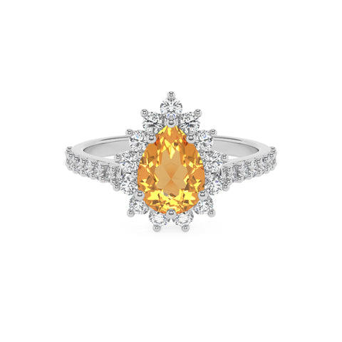 lab-grown citrine pear half eterity halo solitaire engagement ring