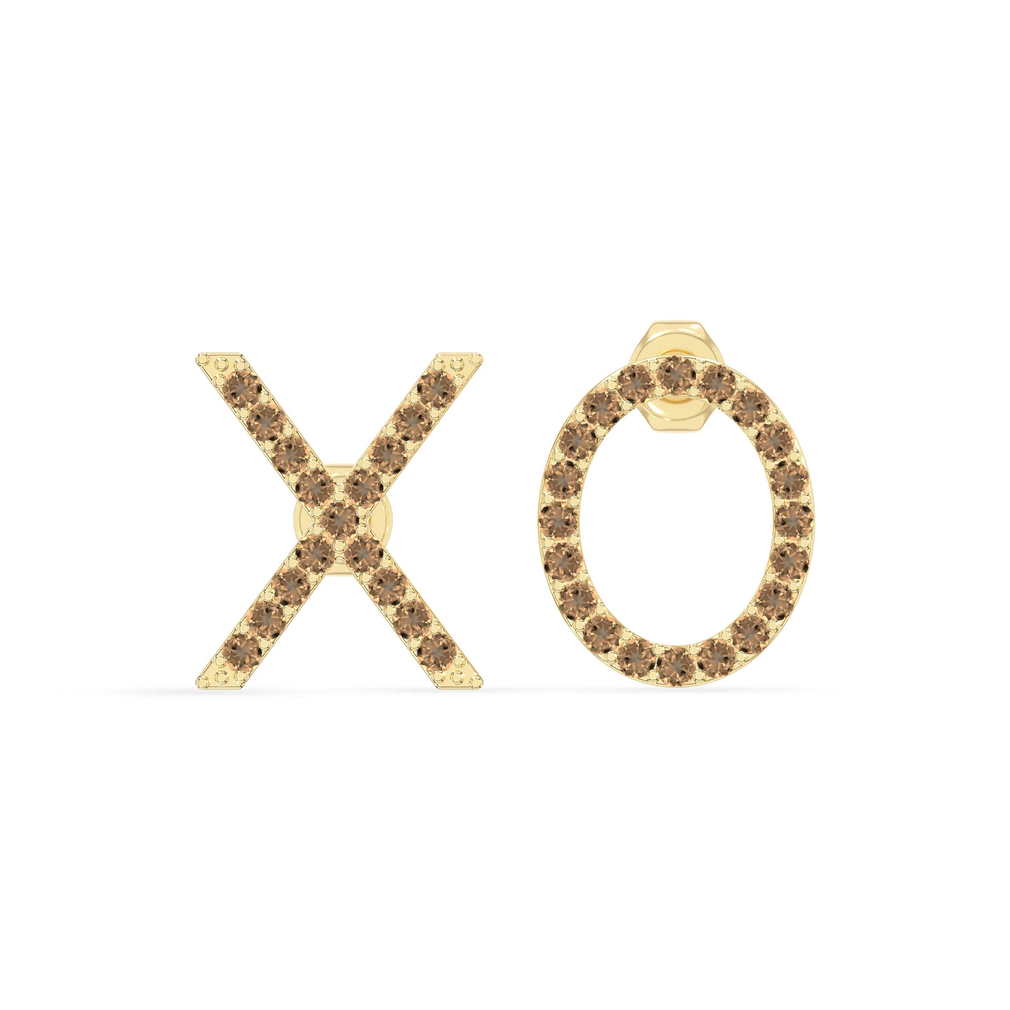 natural citrine xo stud earrings in yellow gold vermeil 