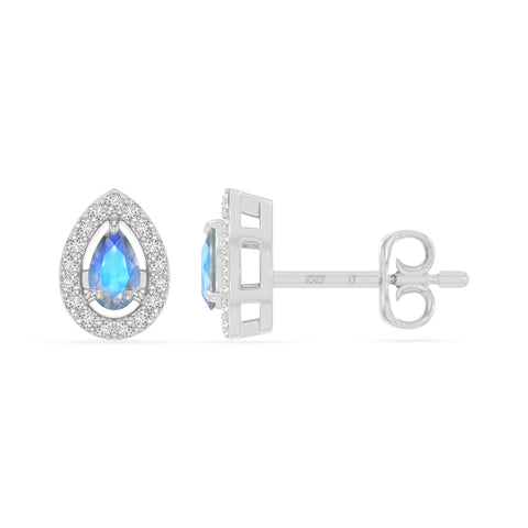 natural labradorite halo stud earrings in sterling silver 