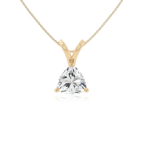 moissanite v-bale solitaire necklaces in yellow gold vermeil 