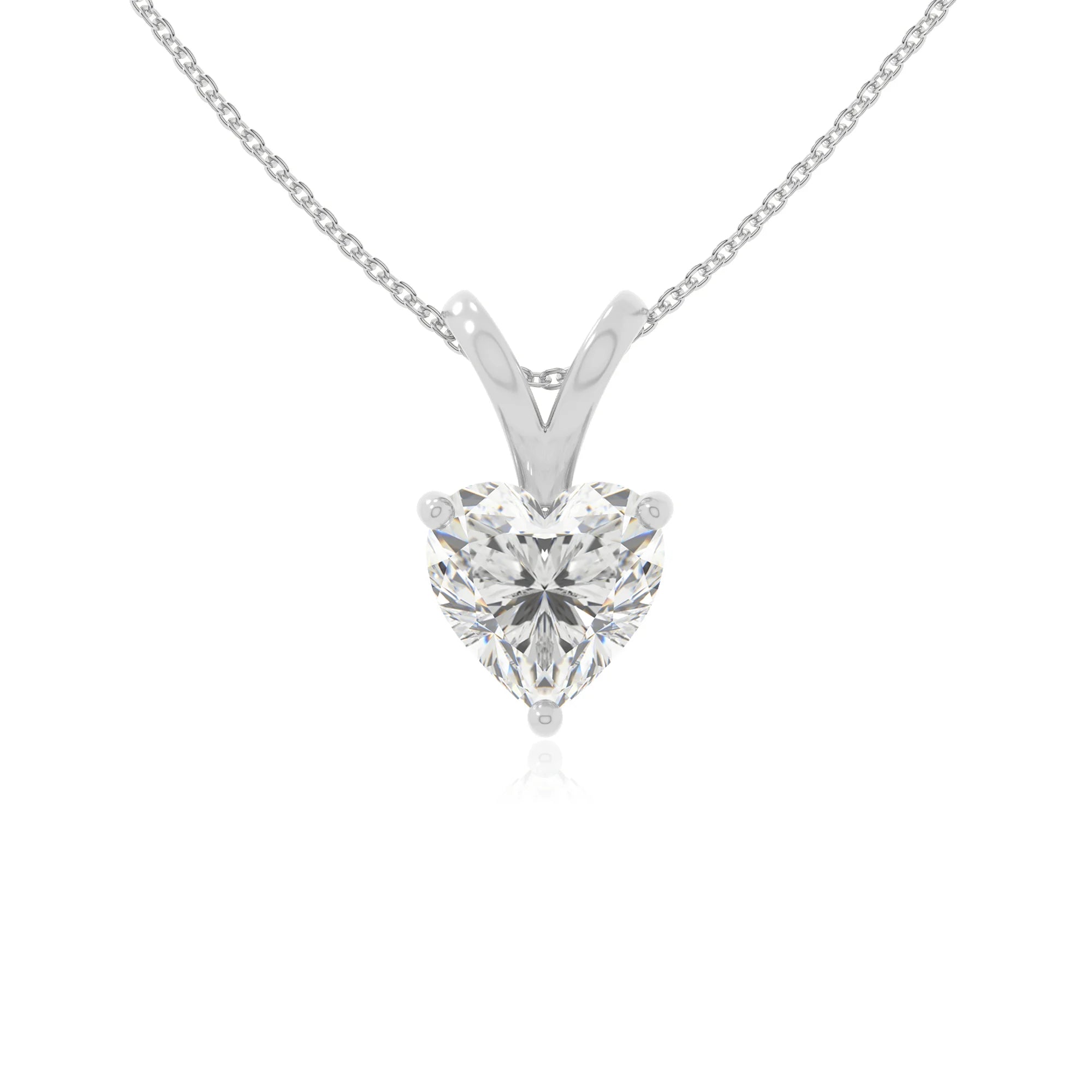 moissanite v-bale solitaire necklaces in sterling silver 